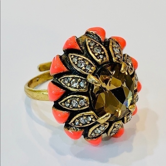 Stella & Dot chunky orange gold statement ring - Picture 1 of 6